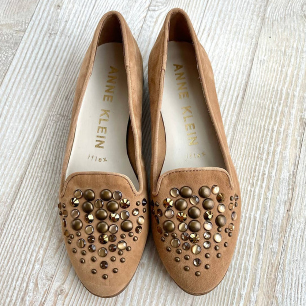 ANNE Klein Della Suede Leather Loafers |‎ Tan Size 6